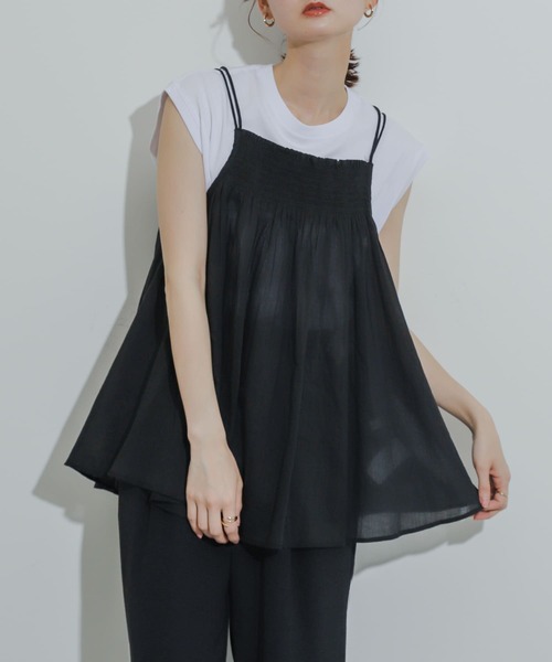 SENSE OF PLACE by URBAN RESEARCH（センスオブプレイスバイアーバンリサーチ）の「インドシャーリングキャミトップ（キャミソール・レディース・ブラック/グリーン/イエロー・ONE）」の2枚目の写真