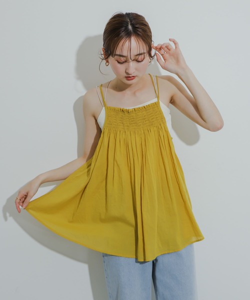 SENSE OF PLACE by URBAN RESEARCH（センスオブプレイスバイアーバンリサーチ）の「インドシャーリングキャミトップ（キャミソール・レディース・ブラック/グリーン/イエロー・ONE）」の4枚目の写真