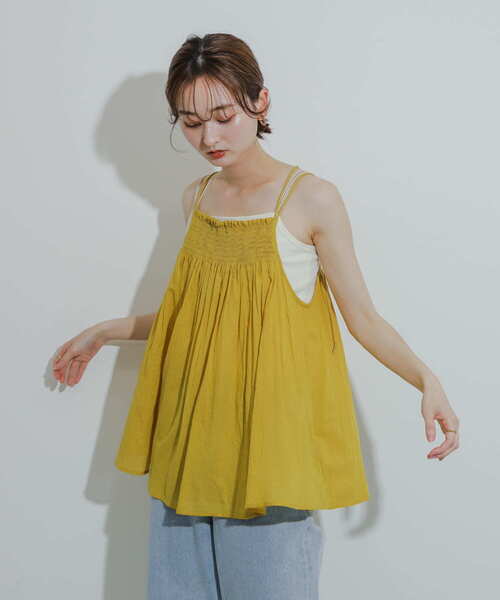 SENSE OF PLACE by URBAN RESEARCH（センスオブプレイスバイアーバンリサーチ）の「インドシャーリングキャミトップ（キャミソール・レディース・ブラック/グリーン/イエロー・ONE）」の5枚目の写真