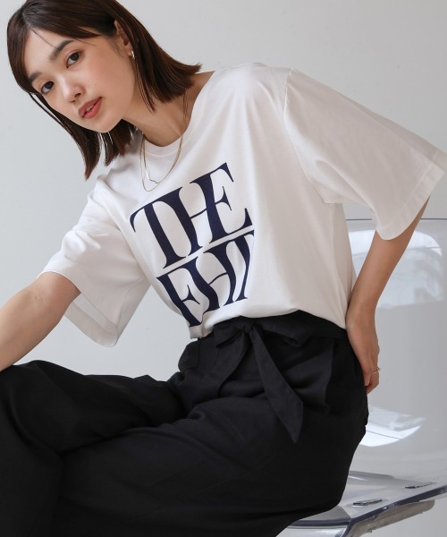 Bou Jeloud(ブージュルード)の「フロッキーロゴTシャツ(Tシャツ/カットソー・レディース・オフホワイト/ブラック/イエロー/オレンジ・FREE)」の2枚目の写真
