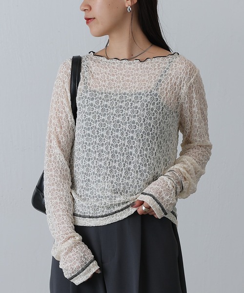 COLONY 2139(コロニートゥーワンスリーナイン)の「レースシアープルオーバー(その他トップス・レディース・オフホワイト/ブラック・FREE)」の2枚目の写真