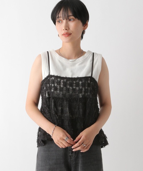 LEPSIM（レプシィム）の「フェザーチュールキャミ　133207（キャミソール・レディース・オフホワイト/ブラック・FREE）」の8枚目の写真