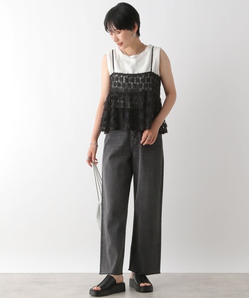 LEPSIM（レプシィム）の「フェザーチュールキャミ　133207（キャミソール・レディース・オフホワイト/ブラック・FREE）」の12枚目の写真