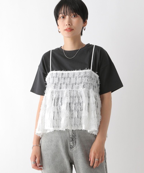 LEPSIM（レプシィム）の「フェザーチュールキャミ　133207（キャミソール・レディース・オフホワイト/ブラック・FREE）」の14枚目の写真