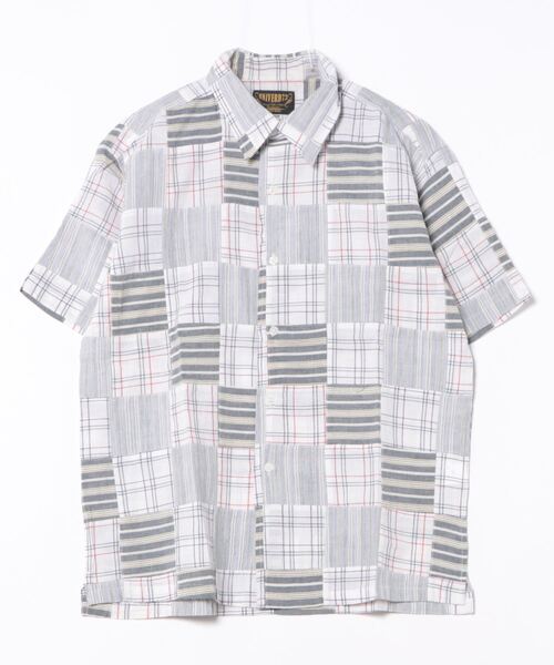 HOUSTON（ヒューストン）の「【UNIVERD72】MADRAS PATCHWORK S/S SHIRT（シャツ/ブラウス・メンズ・ブルー/グリーン/レッド/ナチュラル・LARGE/X-LARGE/MEDIUM）」の2枚目の写真