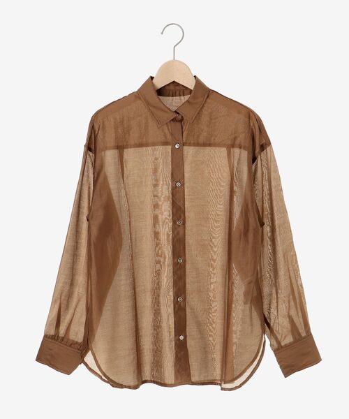 le.coeur blanc（ルクールブラン）の「【飯豊まりえさん着用】シアーオーバーレギュラーカラーシャツ（シャツ/ブラウス・レディース・ピンク/キャメル/ベージュ・38）」の15枚目の写真