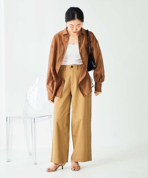 le.coeur blanc（ルクールブラン）の「【飯豊まりえさん着用】シアーオーバーレギュラーカラーシャツ（シャツ/ブラウス・レディース・ピンク/キャメル/ベージュ・38）」の19枚目の写真