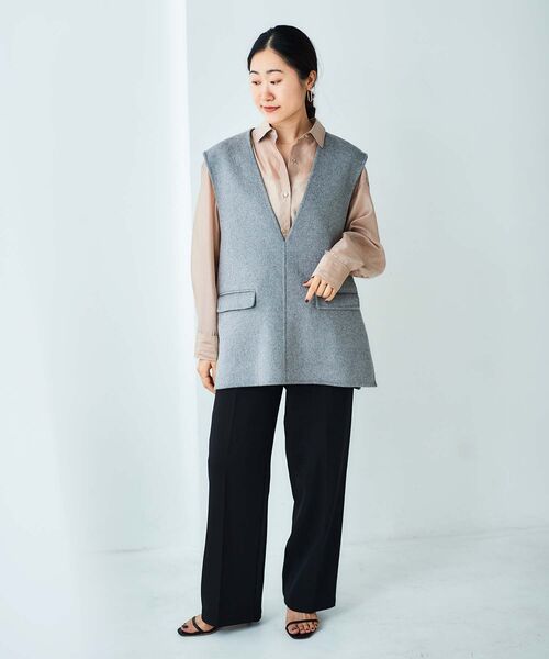 le.coeur blanc（ルクールブラン）の「【飯豊まりえさん着用】シアーオーバーレギュラーカラーシャツ（シャツ/ブラウス・レディース・ピンク/キャメル/ベージュ・38）」の7枚目の写真