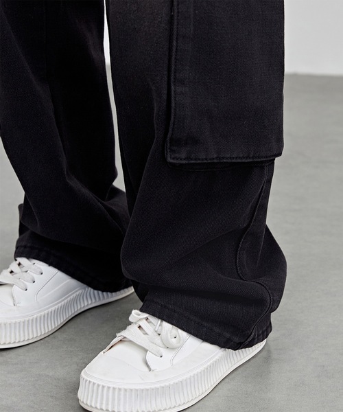 OFF-WHITE ハイウエストストレトレックカコハンツ 【関税込】 GYDA カーゴパンツ ハイウエストSIDE RIPPEDカーゴワイドパンツ