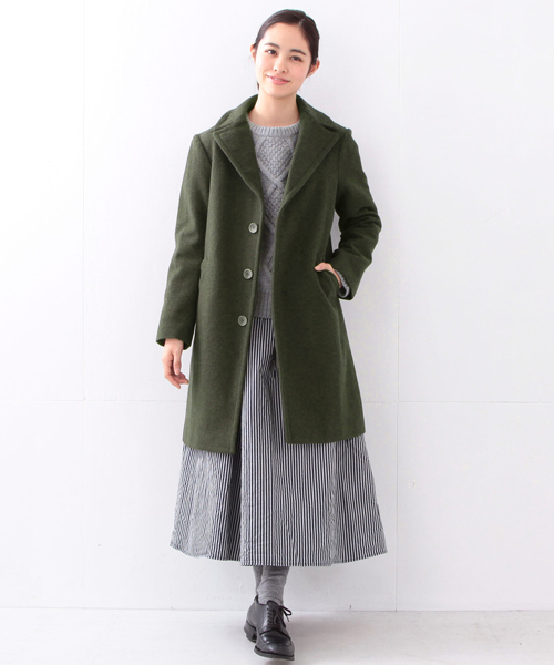 BEAMS BOY（ビームスボーイ）の「BEAMS BOY / モッサー チェスター COAT（チェスターコート・レディース・オリーブ/ネイビー・ONE SIZE）」の17枚目の写真