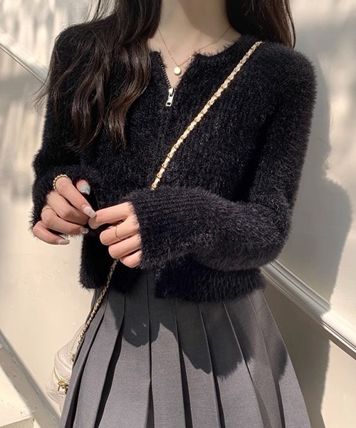 c.u.l（シーユーエル）の「ダブルジップ ふわふわニットトップス culw745（ニット/セーター・レディース・ブラック/アイボリー/カーキ・FREE）」の17枚目の写真