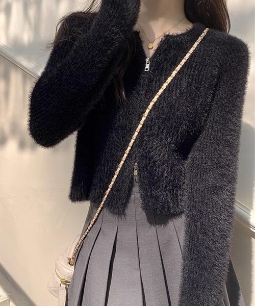 c.u.l（シーユーエル）の「ダブルジップ ふわふわニットトップス culw745（ニット/セーター・レディース・ブラック/アイボリー/カーキ・FREE）」の20枚目の写真