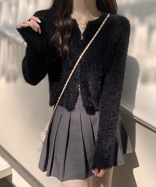 c.u.l（シーユーエル）の「ダブルジップ ふわふわニットトップス culw745（ニット/セーター・レディース・ブラック/アイボリー/カーキ・FREE）」の21枚目の写真