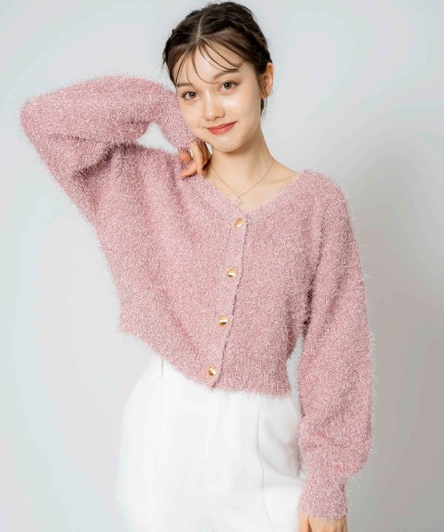 NOELA（ノエラ）の「２ＷＡＹラメニットカーデ（カーディガン/ボレロ・レディース・グレー/ピンク/ベージュ・フリー）」の9枚目の写真