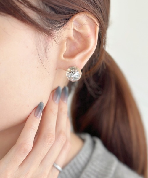 セール】金箔風クリアピアス-glitter clear pierce-（ピアス（両