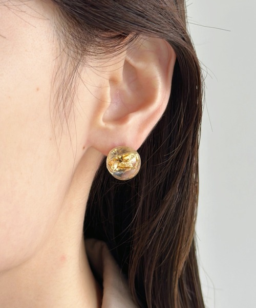 セール】金箔風クリアピアス-glitter clear pierce-（ピアス（両
