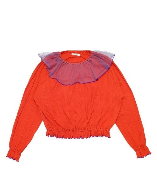 CALMIA(カルミア)の「チュールフレアーカラーカットソー/おとな(Tシャツ/カットソー・レディース・ライトブルー/オフホワイト/グレー/レッド・160cm)」の4枚目の写真