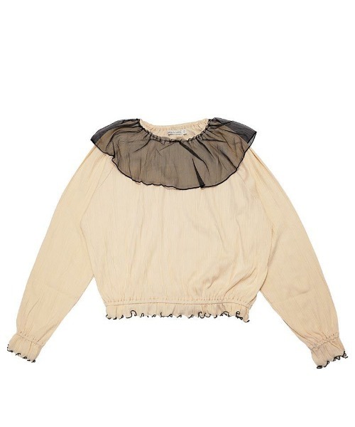 CALMIA(カルミア)の「チュールフレアーカラーカットソー/おとな(Tシャツ/カットソー・レディース・ライトブルー/オフホワイト/グレー/レッド・160cm)」の2枚目の写真