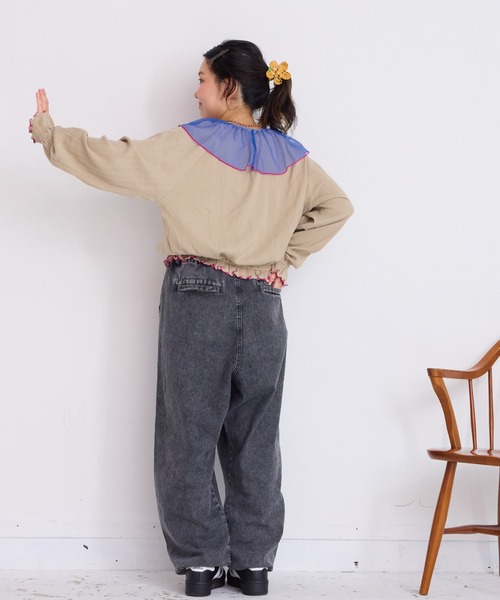 CALMIA(カルミア)の「チュールフレアーカラーカットソー/おとな(Tシャツ/カットソー・レディース・ライトブルー/オフホワイト/グレー/レッド・160cm)」の6枚目の写真