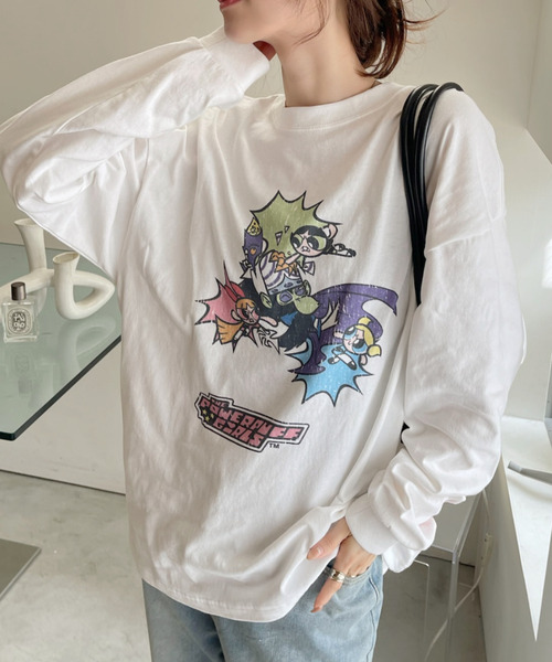 Ada.(エイダ)の「【パワーパフガールズ / POWERPUFF GIRLS】グラフィックデザイン ロンT(Tシャツ/カットソー・レディース・ブラック/ホワイト・FREE)」の2枚目の写真