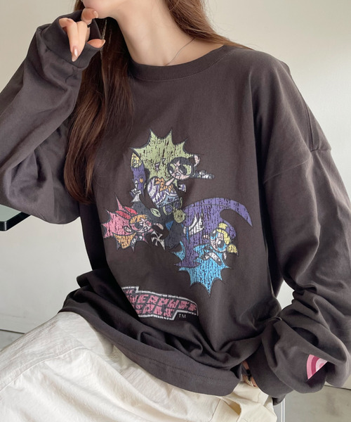 Ada.(エイダ)の「【パワーパフガールズ / POWERPUFF GIRLS】グラフィックデザイン ロンT(Tシャツ/カットソー・レディース・ブラック/ホワイト・FREE)」の1枚目の写真
