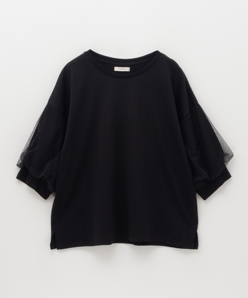 Howdy Marie（ハウディ―マリー）の「Howdy Marie 袖チュール 5分袖Ｔシャツ（Tシャツ/カットソー・レディース・チャコールグレー/オフホワイト/ブラック・M/L）」の19枚目の写真