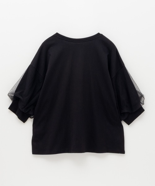 Howdy Marie（ハウディ―マリー）の「Howdy Marie 袖チュール 5分袖Ｔシャツ（Tシャツ/カットソー・レディース・チャコールグレー/オフホワイト/ブラック・M/L）」の20枚目の写真