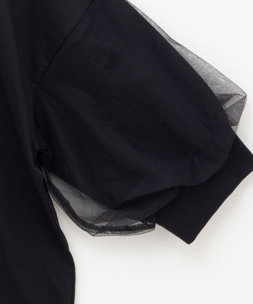 Howdy Marie（ハウディ―マリー）の「Howdy Marie 袖チュール 5分袖Ｔシャツ（Tシャツ/カットソー・レディース・チャコールグレー/オフホワイト/ブラック・M/L）」の21枚目の写真