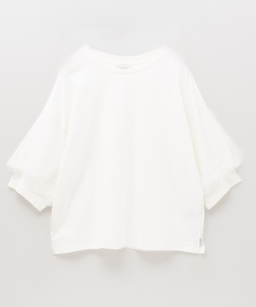 Howdy Marie（ハウディ―マリー）の「Howdy Marie 袖チュール 5分袖Ｔシャツ（Tシャツ/カットソー・レディース・チャコールグレー/オフホワイト/ブラック・M/L）」の17枚目の写真