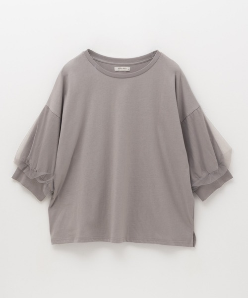 Howdy Marie（ハウディ―マリー）の「Howdy Marie 袖チュール 5分袖Ｔシャツ（Tシャツ/カットソー・レディース・チャコールグレー/オフホワイト/ブラック・M/L）」の22枚目の写真