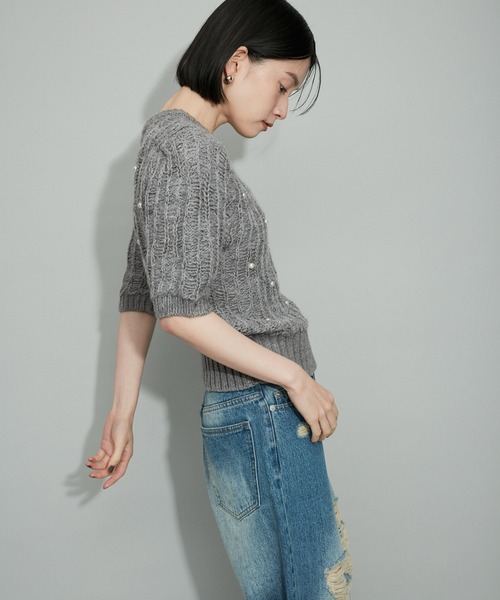 ADAM ET ROPE'(アダムエロペ)の「【WEB限定】パールドットニット(ニット/セーター・レディース・グレー/オフホワイト・FREE)」の21枚目の写真