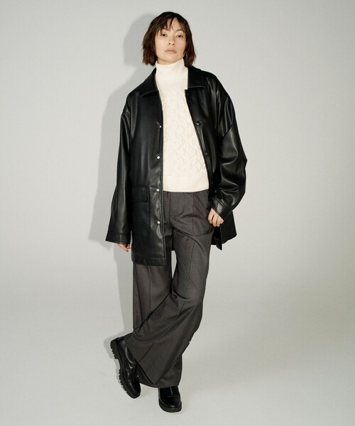 Ray BEAMS（レイビームス）の「RBS / モール キリカエ ハイネック ニット（ニット/セーター・レディース・オフホワイト/グリーン系その他2・ONE SIZE）」の3枚目の写真