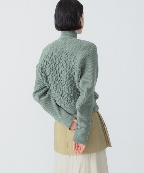 Ray BEAMS（レイビームス）の「RBS / モール キリカエ ハイネック ニット（ニット/セーター・レディース・オフホワイト/グリーン系その他2・ONE SIZE）」の8枚目の写真