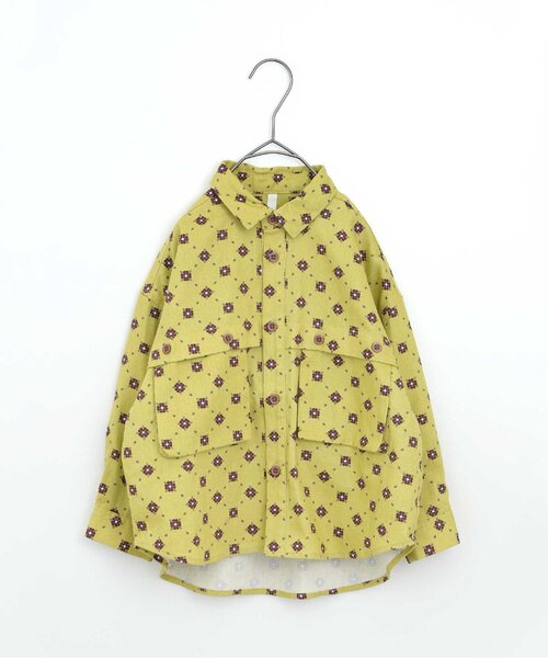 p.premier（ピードットプルミエ）の「【リンク】いいことありそうなクローバー総柄シャツジャケット（シャツ/ブラウス・キッズ・イエロー/ネイビー/アイボリー・140/90/100/110/120/80/130）」の3枚目の写真