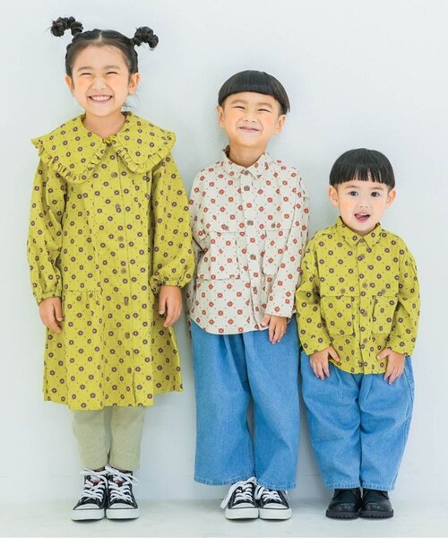p.premier（ピードットプルミエ）の「【リンク】いいことありそうなクローバー総柄シャツジャケット（シャツ/ブラウス・キッズ・イエロー/ネイビー/アイボリー・140/90/100/110/120/80/130）」の4枚目の写真