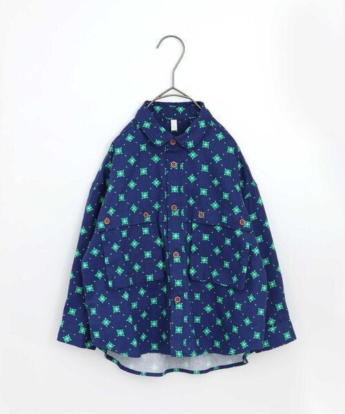 p.premier（ピードットプルミエ）の「【リンク】いいことありそうなクローバー総柄シャツジャケット（シャツ/ブラウス・キッズ・イエロー/ネイビー/アイボリー・140/90/100/110/120/80/130）」の6枚目の写真