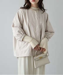 ボリュームスリーブノーカラーブルゾン
