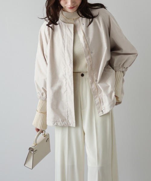 La-gemme（ラジェム）の「ボリュームスリーブノーカラーブルゾン（ブルゾン・レディース・ブラック/ブラウン/アイボリー系・フリー）」の16枚目の写真