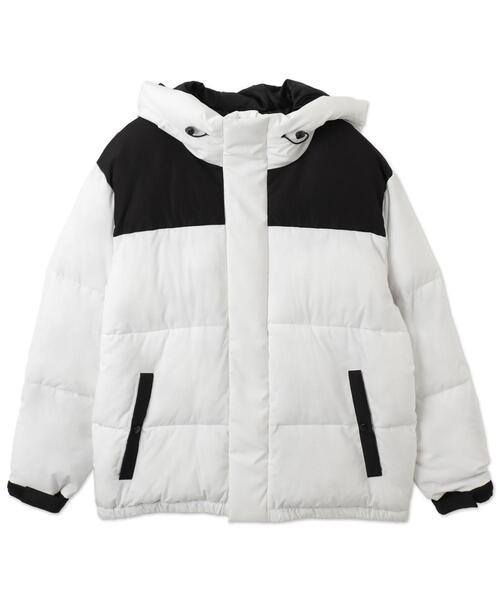 セール】WEGO/カラーブロックパテッドフードブルゾン（ダウン