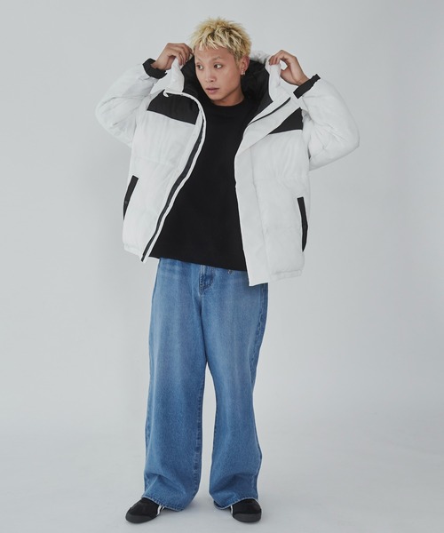 WEGO(ウィゴー)の「WEGO/カラーブロックパテッドフードブルゾン(ダウンジャケット/コート・メンズ・ベージュ/ホワイト/ブラック・MEDIUM/LARGE)」の14枚目の写真