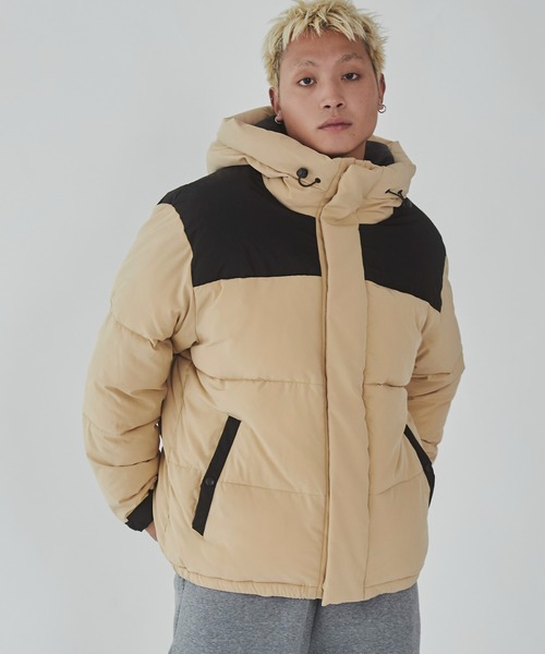 WEGO(ウィゴー)の「WEGO/カラーブロックパテッドフードブルゾン(ダウンジャケット/コート・メンズ・ベージュ/ホワイト/ブラック・MEDIUM/LARGE)」の12枚目の写真
