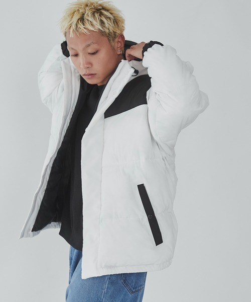 WEGO(ウィゴー)の「WEGO/カラーブロックパテッドフードブルゾン(ダウンジャケット/コート・メンズ・ベージュ/ホワイト/ブラック・MEDIUM/LARGE)」の19枚目の写真