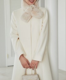 tocco closet | ファーティペット付きフェイクウールコート(ノーカラーコート)