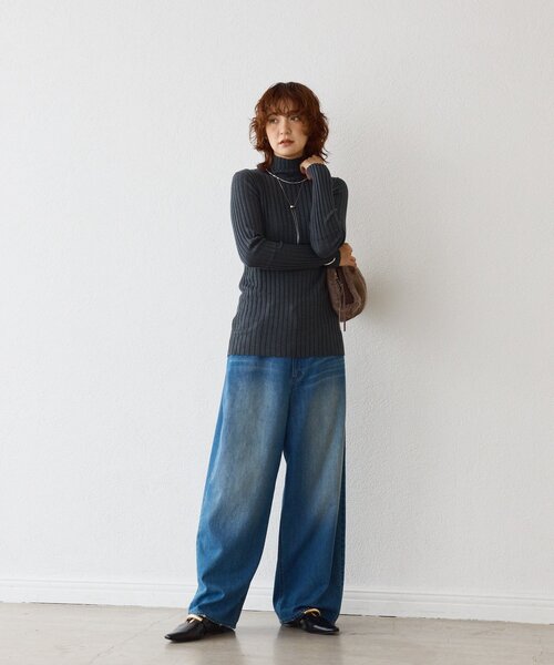 美品✨リヴドロワ【シルク混の柔らかさ】シルクカシミヤリブニット シルク混の柔らかさ】シルクカシミヤリブニット | RIVE DROITE