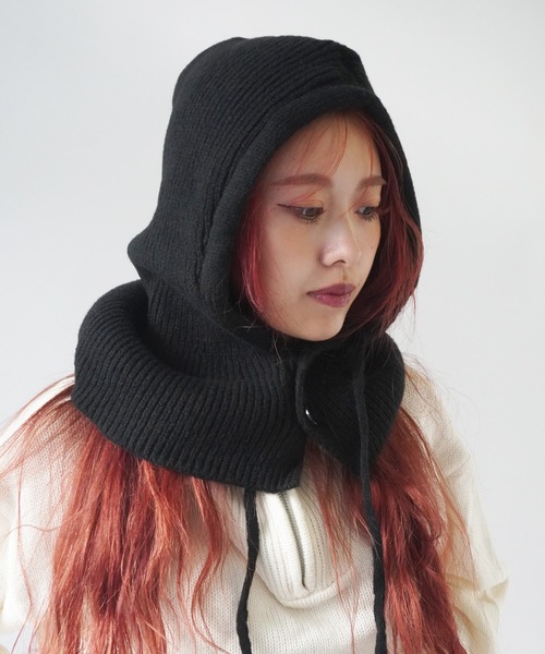 Port（ポート）の「【 SORUTT / ソルト 】 ボタン付き バラクラバ / ニットフード ウォームキャップ #（ニットキャップ/ビーニー・レディース・レッド/ベージュ/グレー/ブラック/アイボリー・FREE）」の13枚目の写真