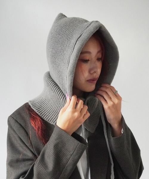 Port（ポート）の「【 SORUTT / ソルト 】 ボタン付き バラクラバ / ニットフード ウォームキャップ #（ニットキャップ/ビーニー・レディース・レッド/ベージュ/グレー/ブラック/アイボリー・FREE）」の11枚目の写真