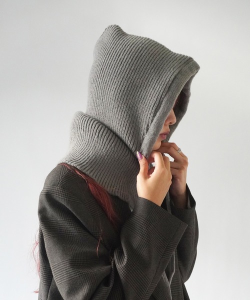 Port（ポート）の「【 SORUTT / ソルト 】 ボタン付き バラクラバ / ニットフード ウォームキャップ #（ニットキャップ/ビーニー・レディース・レッド/ベージュ/グレー/ブラック/アイボリー・FREE）」の10枚目の写真