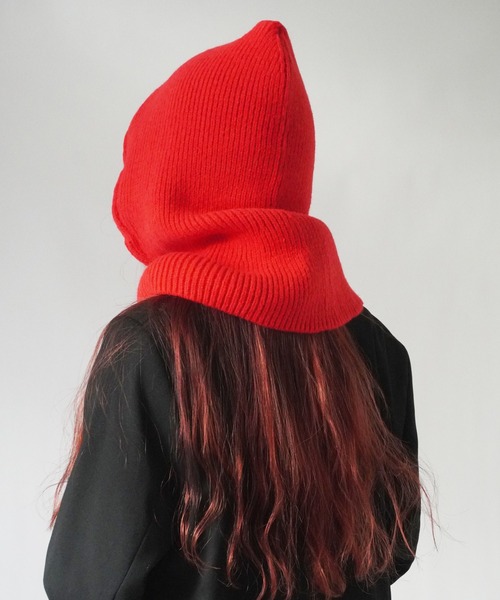 Port（ポート）の「【 SORUTT / ソルト 】 ボタン付き バラクラバ / ニットフード ウォームキャップ #（ニットキャップ/ビーニー・レディース・レッド/ベージュ/グレー/ブラック/アイボリー・FREE）」の17枚目の写真