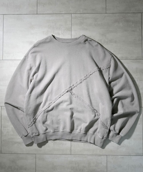 Starting Over(スターティングオーバー)の「sulfur dyeing cut off switching hard wash sweat shirt/硫化染め カットオフ 切り替えスウェットシャツ(スウェット・メンズ・ベージュ/チャコールグレー/ブラック・M/L/XL)」の2枚目の写真