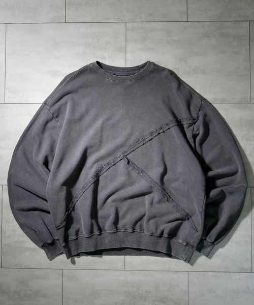 【セール】sulfur dyeing cut off switching hard wash sweat shirt/硫化染め カットオフ 切り替えスウェットシャツ（スウェット）｜Starting Over（スターティングオーバー）